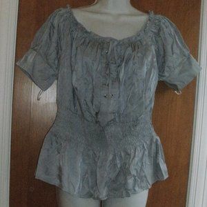 NWT Scarlet Darkness Gray Renaissance Medieval Pirate Steampunk Top Blouse ~ L